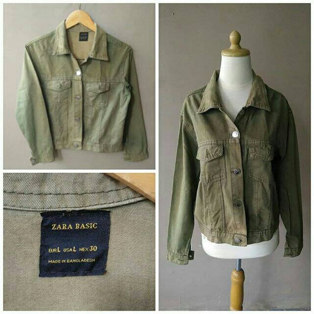 (Preloved/second)
Jaket zara denim/jeans washed army