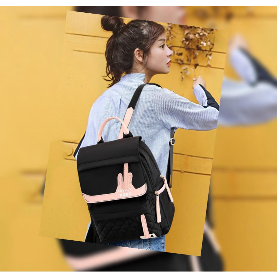 TAS RANSEL WANITA ANTI AIR IMPORT PREMIUM HITAM HEIMANS TA470B5 BACKPACK CEWEK KOREA GENDONG PUNGGUNG SEKOLAH KULIAH KERJA REMAJA KEKINIAN BRANDED MURAH