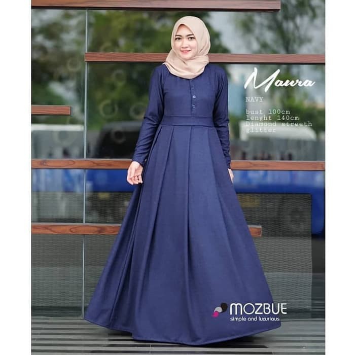 Jual Maura Dress Gamis Polos Busui Gamis Hitam Baju Kancing Depan terakhir