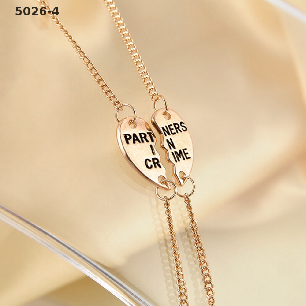 5026-4 2 Pcs Best Friends Forever Split Heart Pendant Bracelet Set for Friendship Gift 5026-4