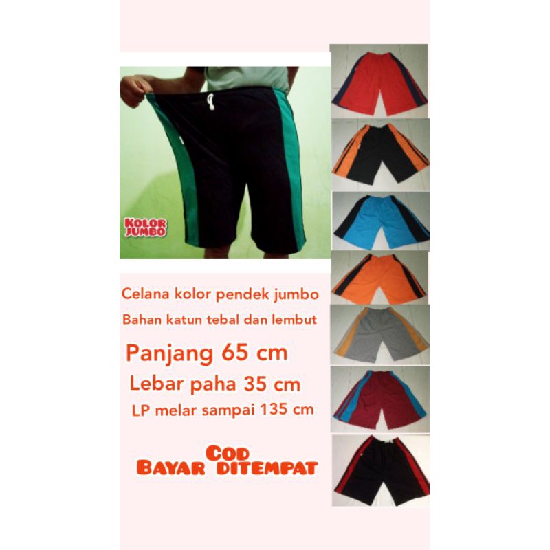 Celana Kolor Pendek Jumbo Pria Wanita Bahan Kaos Katun