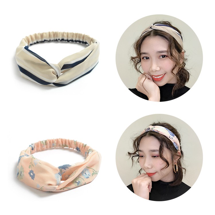 MOGYMOGY  Bando Motif Wanita Korea Headband Bandana Simpul Cewek Fashion