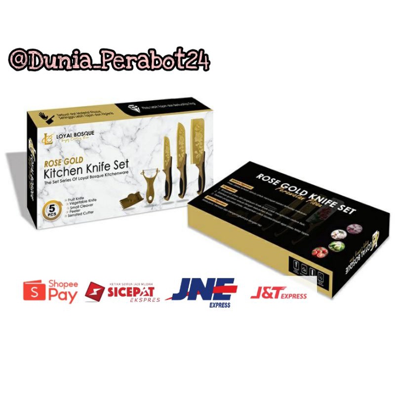 Pisau gold Set 5pcs Pisau dapur set motif 5in1
