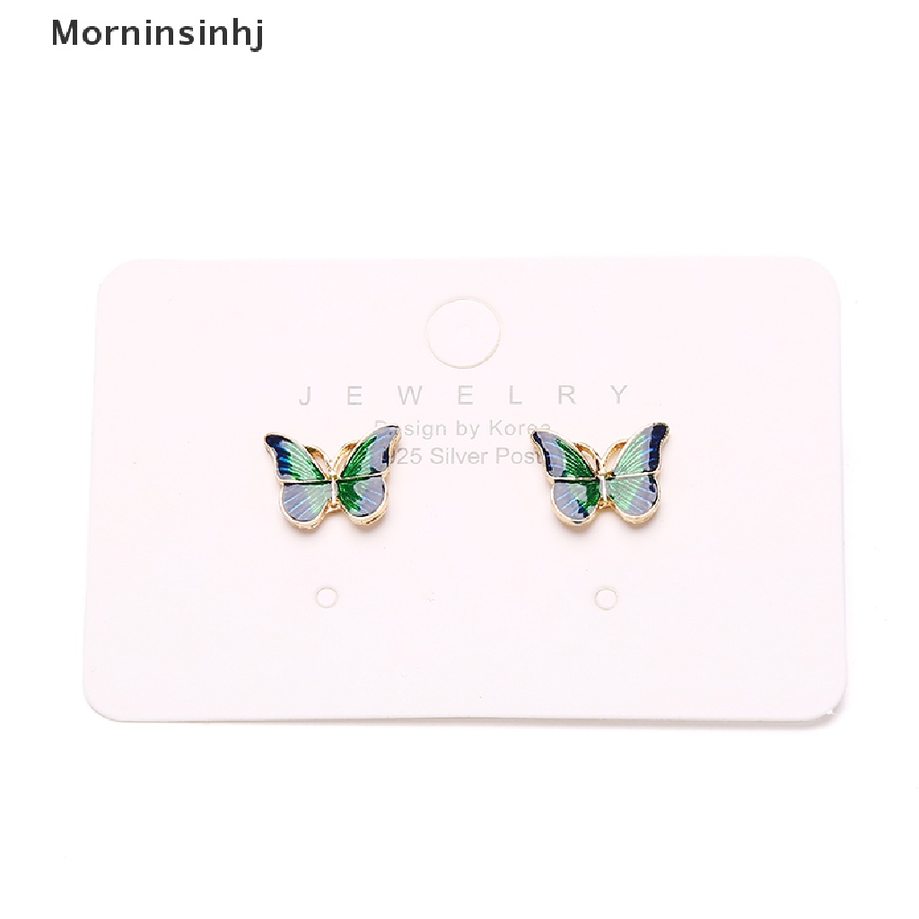 Mornin Vintage Fashion Enamel Hijau Kupu-Kupu Stud Anting Telinga Tren Perhiasan Wanita id