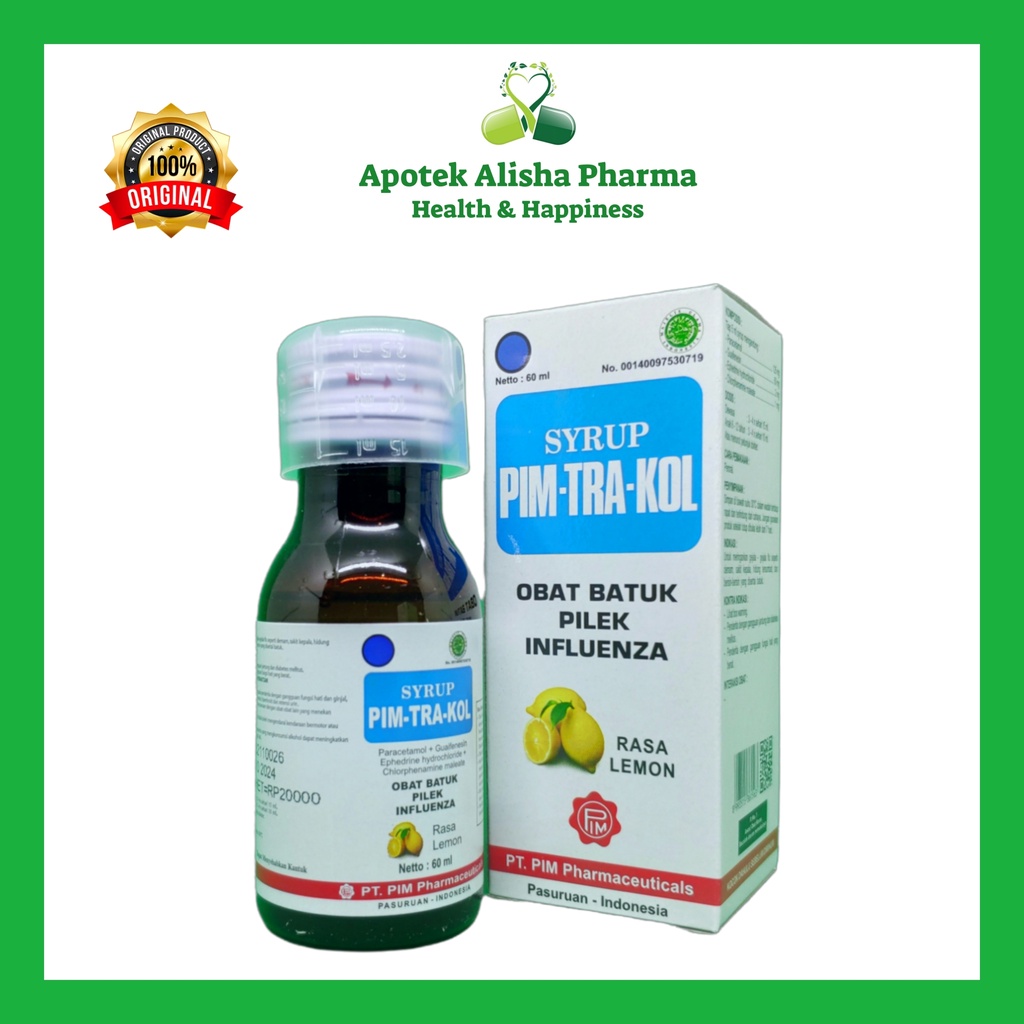 PimTraKol Sirup 60ml - Pim-Tra-Kol Syrup Obat Batuk/Flu/Pilek/Panas/Demam Anak/ Pim Tra Kol Sirup