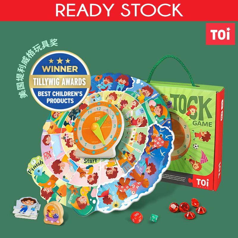 TOI Toys Wooden TICK TOCK CLOCK Puzzle Mainan Edukasi Anak Ready Stock