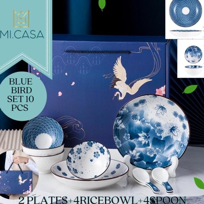 

MI.CASA- BLUE BIRD PLATE SET GIFT BOX/WEDDING GIFT SET DSFD2215645