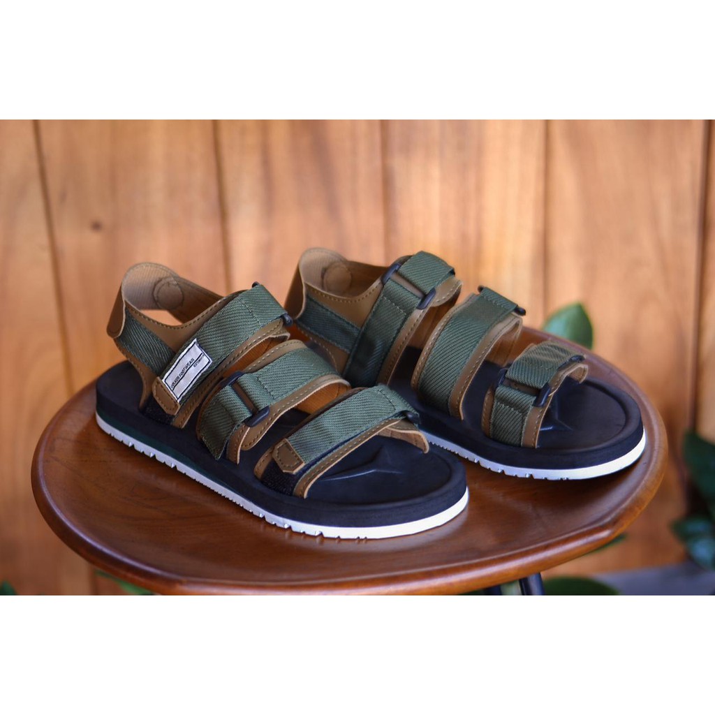 SANDAL KASUAL PRIA WANITA VOLKERFOOTWEAR STRAP 3 VLK ARMY CREAM BLACKSOLE