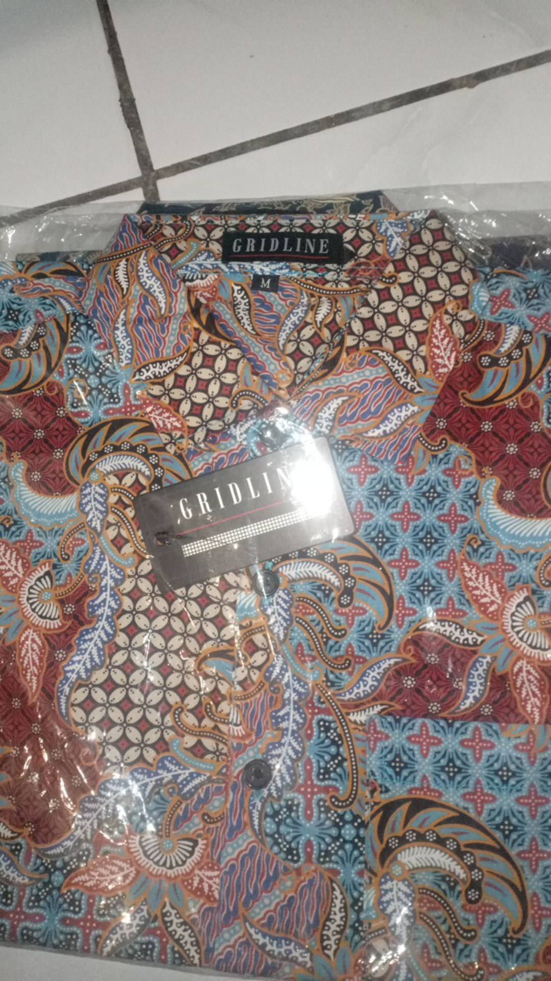 [gridline - R098 Maroon Cream & R092] Kemeja Batik Pria Katun Lengan Pendek Regular Simpel Kasual