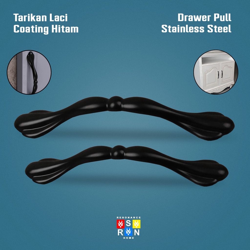 Tarikan Laci Coating Hitam 8506 / Handle Gagang Pintu Laci Lemari Resonance Home