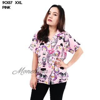 YS 90137 Baju  Kemeja  Wanita  Kemeja  Lengan Pendek Motif 