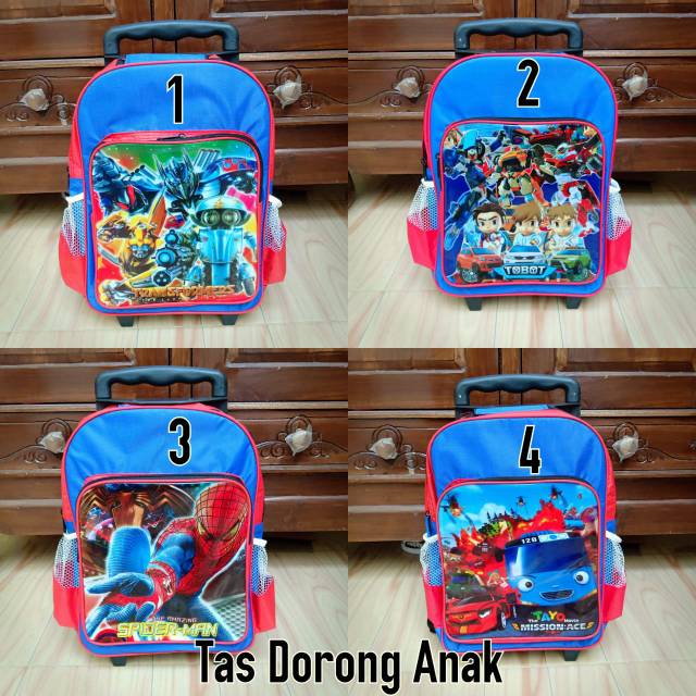 Tas troli anak laki laki sekolah SD TK paud / tas dorong / tas ransel dorong sekolah TK SD anak cowok by zellshop