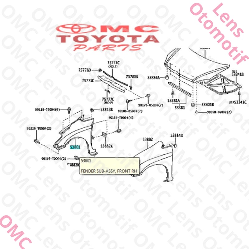 (100% ORIGINAL EM ) Fender Depan Kanan Toyota Kijang Innova Grand New 53811-0K140 Mantap bos