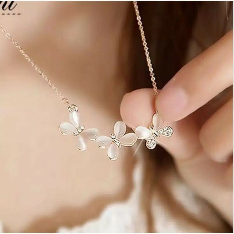 Kalung 3 kupu / kalung kupu / kalung butterfly / kalung / kalung wanita /kalung