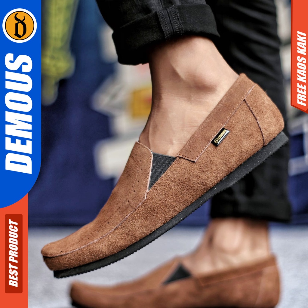 DEMOUS JASTER Sepatu Slip On Kulit Casual Santai Slop