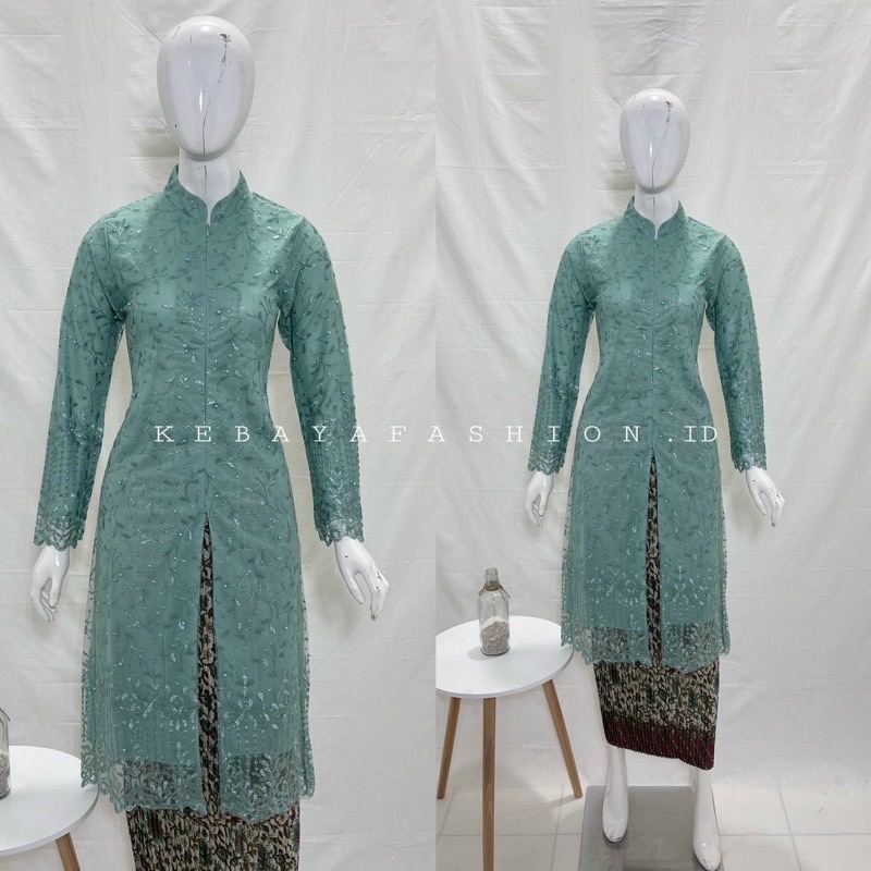 Kebaya Tunik Kerah Sanghai Kombinasi Payet / Kebaya Tunik tile  / Kebaya Modern / kebaya Pesta / Kebaya Ibu Besan
