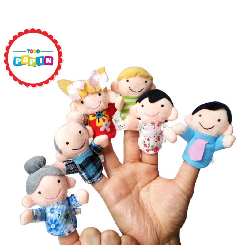 TokoPapin Boneka jari tangan keluarga finger puppet family isi 6 pcs mainan hand puppet lucu bahan kain