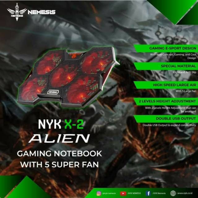 Nyk Nemesis X2 Alien Cooling Pad Super 5 Fan