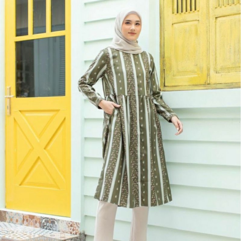 Heaven Lights Hl Fashion Wanita Tunic Perempuan Calla tunik Olive Murah Size M