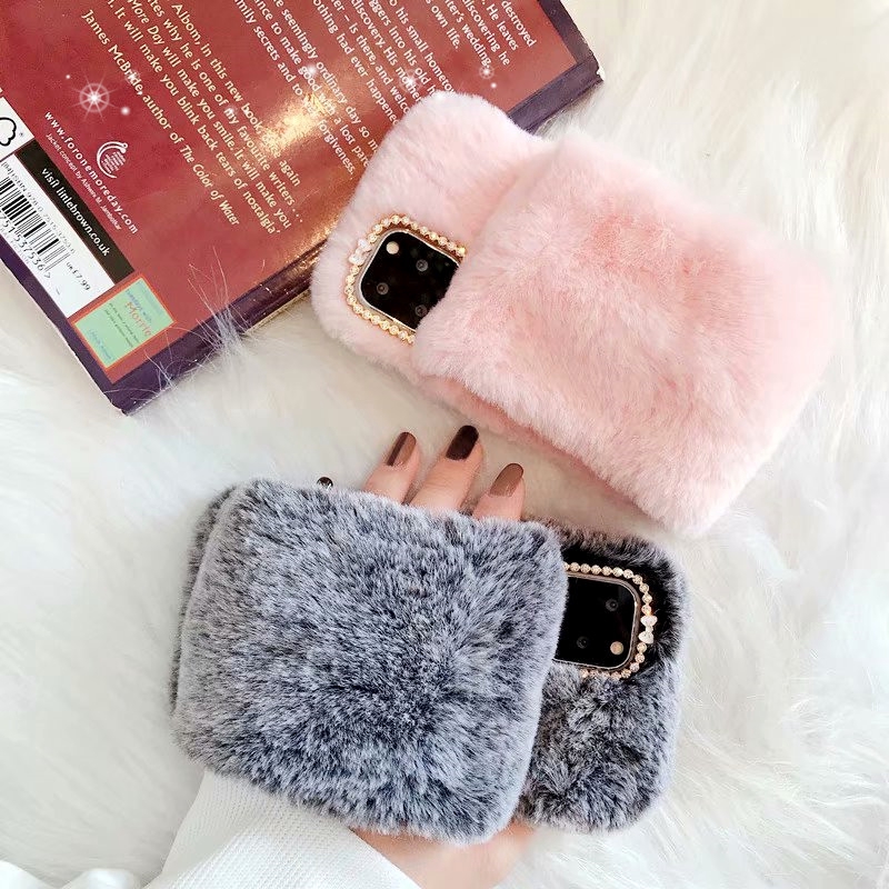 Fashion Plush Fur Bracelet Fluffy Cases Samsung Galaxy