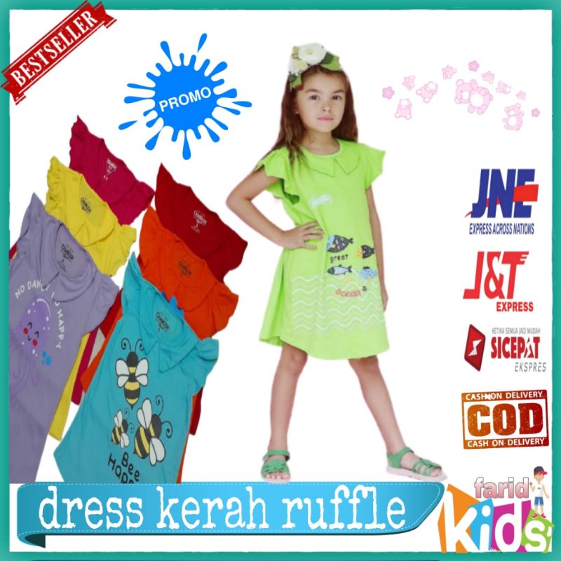 COD DRES ANAK||DRESS RUFFLE||KAOS DRESS ANAK ||TUNIK ANAK ||DRESS KERAH RUFFLE||DRESS ANAK PEREMPUAN