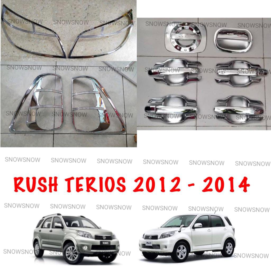 Paket Garnish Depan Belakang Outer Handle Tank Cover New Rush Terios Lama 2012 2014 Hitam Chrome