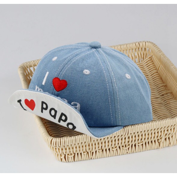 Topi bayi / topi baseball anak motif i love mama / papa