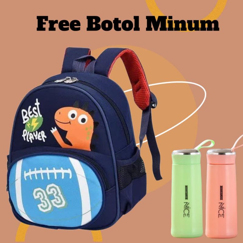 Tas Ransel Sekolah Anak TK dan SD Motif Dino dan Kuda Poni