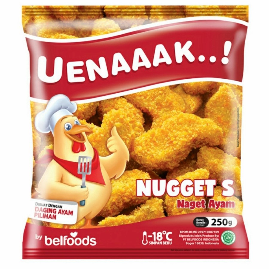 NAGET AYAM BELFOODS UENAK S 250GR HALAL CHICKEN NUGGET S UENAAAK