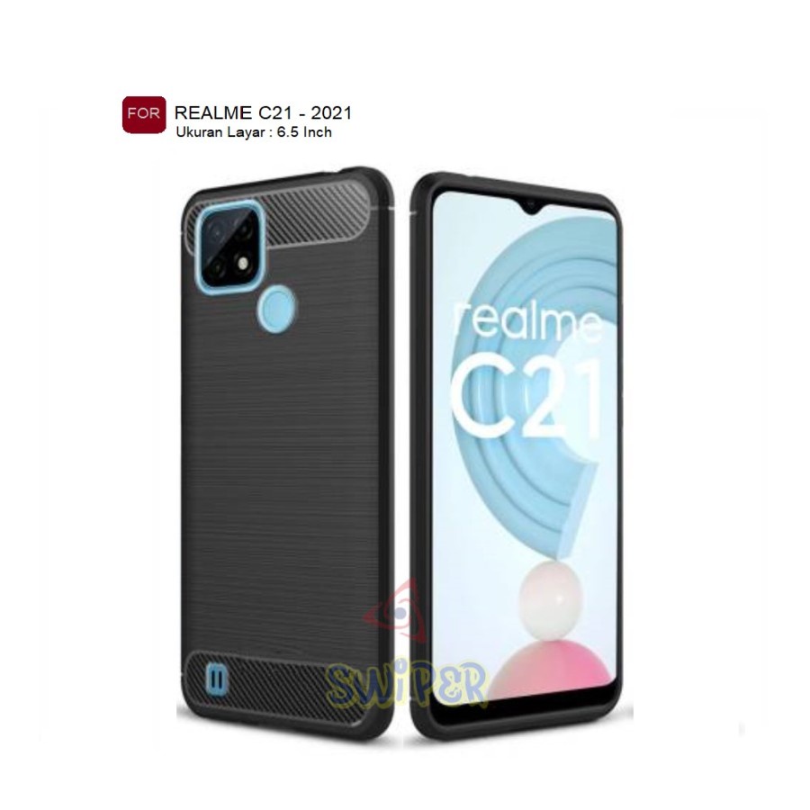 REALME C20 C21 C25 C11 2021 C21Y C25S CASE IPAKY KARBON SILIKON HITAM CARBON SOFTCASE CASING SOFT COVER FULL BLACK