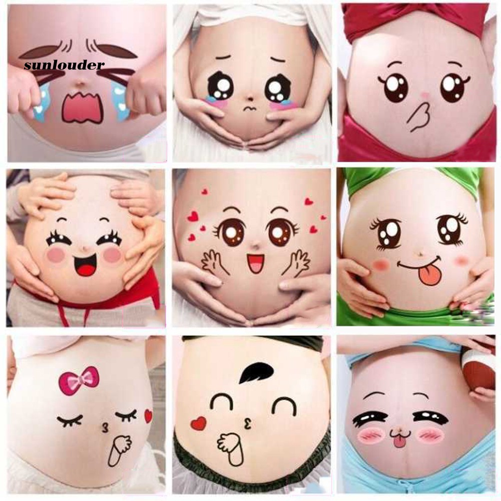 Snld 2pcs Stiker Motif Kartun Lucu Untuk Properti Foto Ibu Hamil