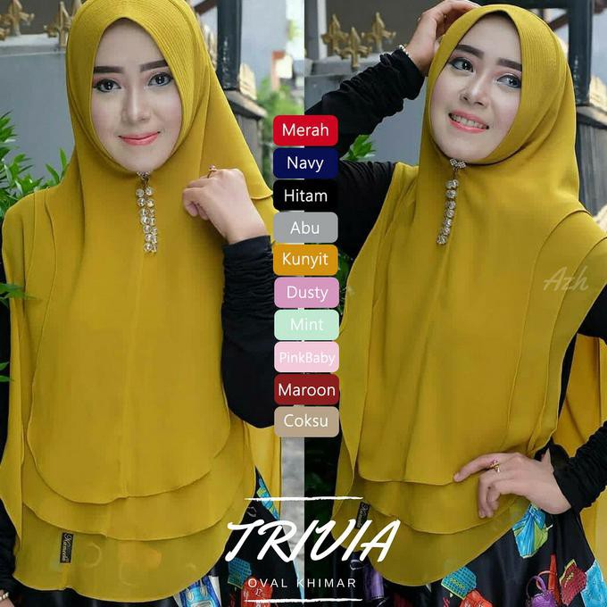 Murah Jilbab Hijab Syari Khimar Trivia 3 Layer Oval