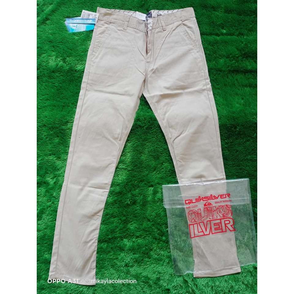 Celana Chino Panjang Pria Cream Quiksilver Full Acc