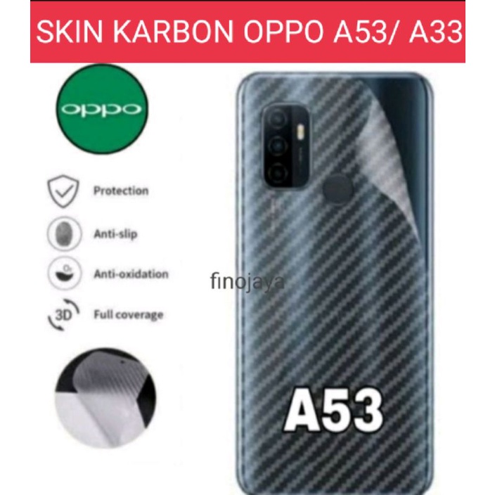 Skin Graskin Carbon Oppo A53 A33 Anti jamur belakang transparan