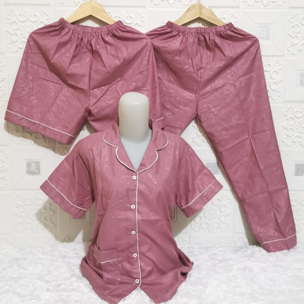 ISANNY PIYAMA SET SATEN EMBOS 3IN1 L/PIYAMA DEWAS/READY 20 WARNA-DASTY TUA