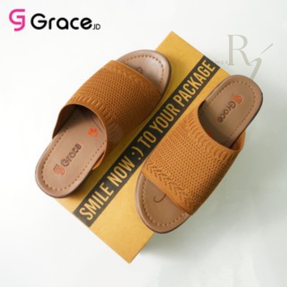 GRACE [RJB 01] Sandal Teplek Wanita Distro Selop Rajut Elastis Flat/ Sandal Slop Karet Rajut Cewek