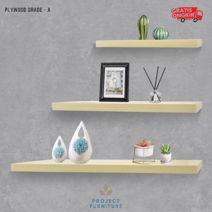 Ambalan Melayang Kayu Rak Dinding Hias Ambalan Melayang Satu Set 3 Pcs - Latopia Modern Furniture