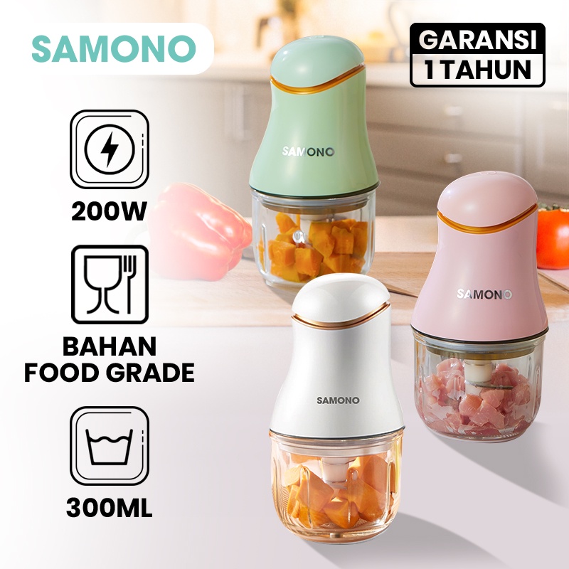 Samono SW099 200 watt Food Chopper Mini Kaca Blender Multifungsi Food Processor Mpasi Bayi Blender Kapsul Daging dan Sayur 2 Speed Lowertage