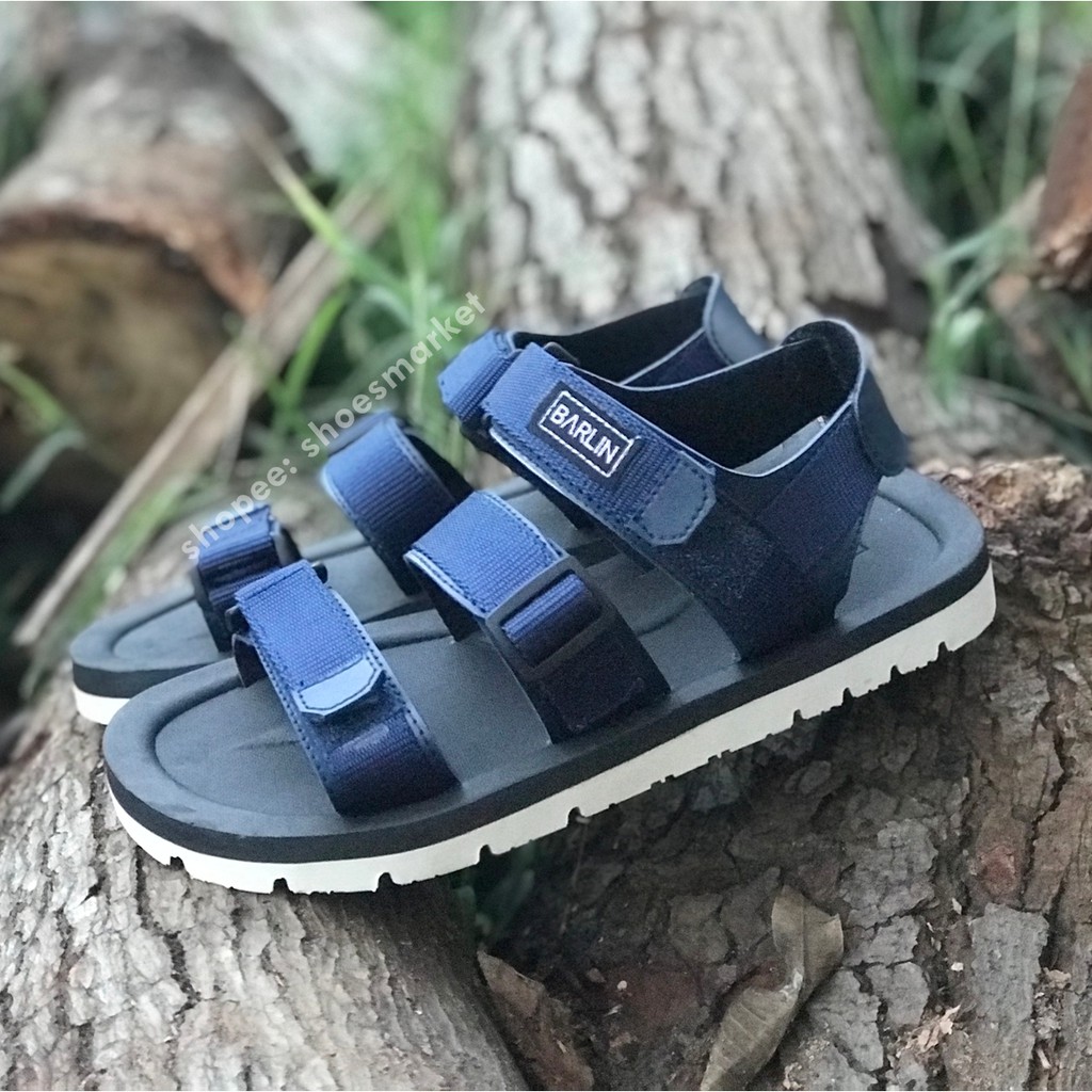 BISA BAYAR DITEMPAT (COD) SANDAL GUNUNG PRIA BLACK NAVY CASUAL SENDAL ORIGINAL BARLIN