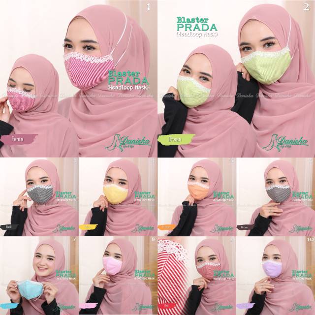 MASKER BLUSTER PRADA (Headloop Mask) Original Danisha Hijab