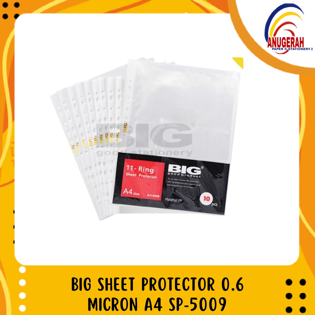 

BIG SHEET PROTECTOR 0.6 Micron A4 SP-5009 (PAK)