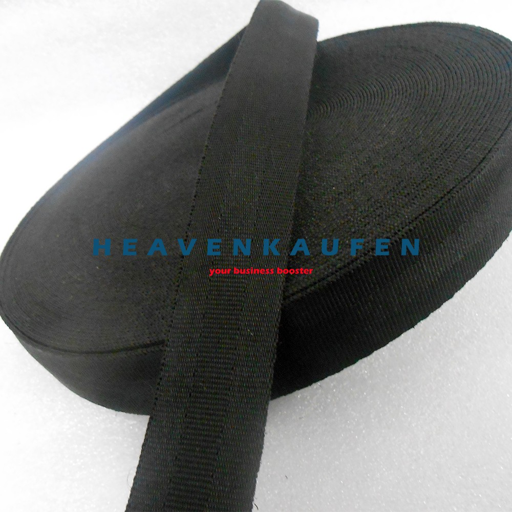 Tali Webbing Hitam Lebar 3 cm Motif Seatbelt Per Meter