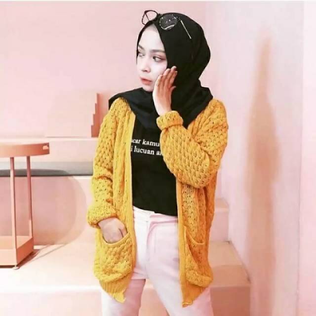cardigan rajut nanas