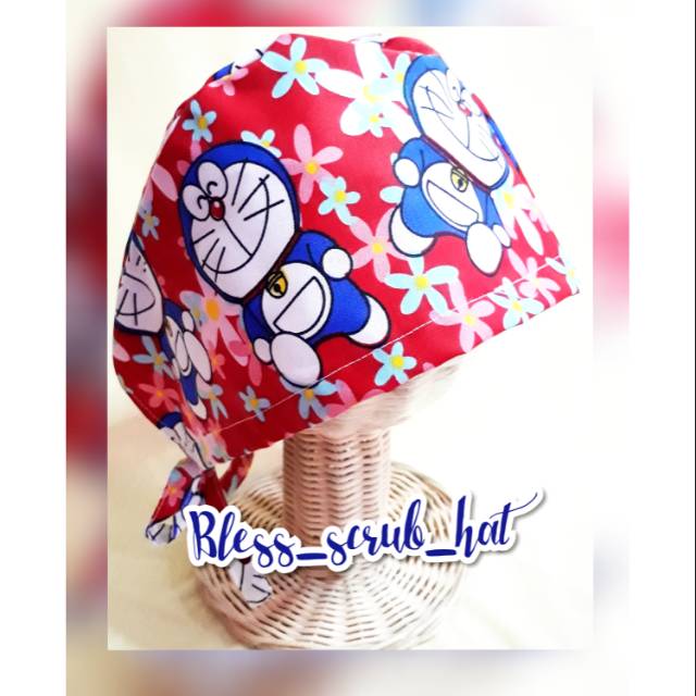 Topi bedah motif/ Scrub hat/ Topi katun/ Kupluk/ Doraemon