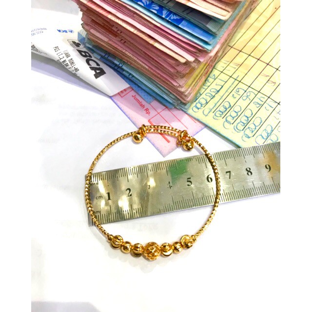 Gelang tangan wanita kroncong pentol lapis emas yaxiaya gelang