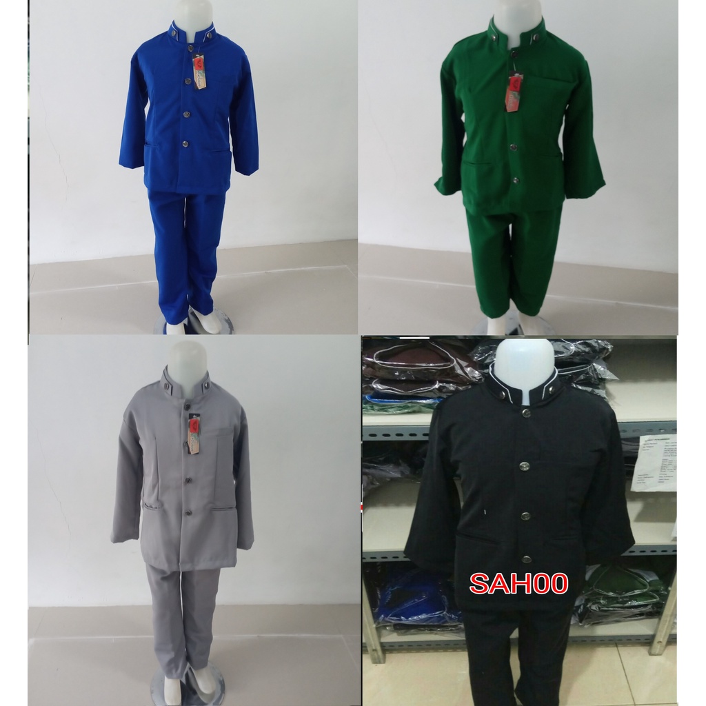 jasko setelan Anak Size 7 8 9 10 11 12 Tahun  Baju+Celana Pakaian Jas Anak Polos Warna Hijau NU Ukuran SD