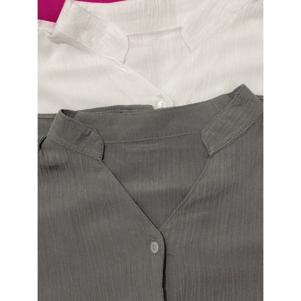 BLOUSE RAYON CRINKLE MODEL KERAH SHANGHAI WARNA MOCCA BEST SELLER ATASAN WANITA BAHAN CRINKL RAYONPREMIUM