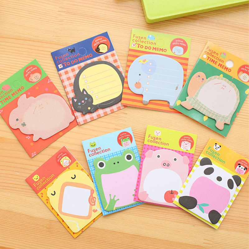 Sticky Note / Memo Pad Motif Kartun Hewan Untuk Stationery Sekolah / Kantor