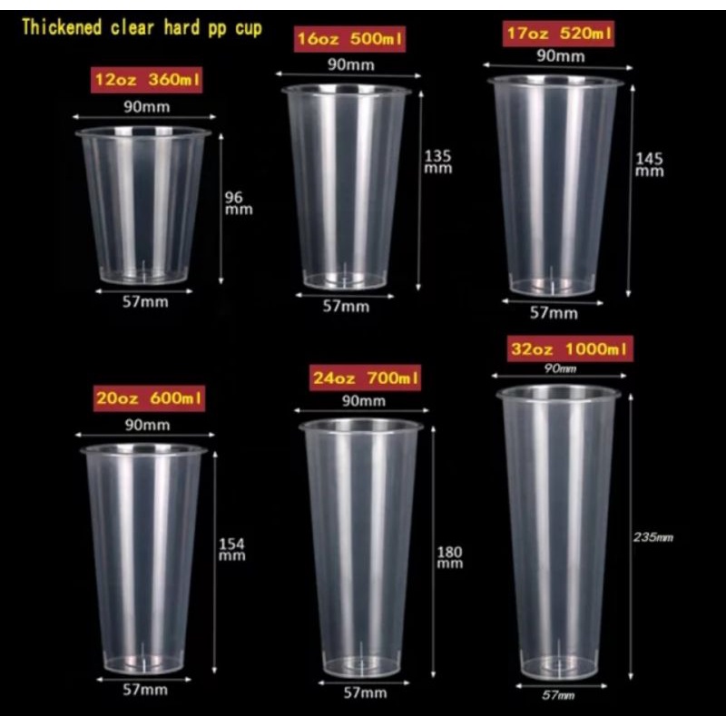 CUP PP INJECT (25) INJECTION 700ML HARGA PACK GELAS PLASTIK BOBA MINUMAN BENING KUAT TAHAN LAMA 24OZ
