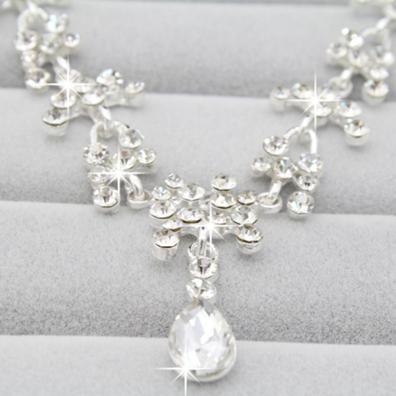 SIY  New Fashion Wedding Bridal Jewelry Sets Crystal Necklace Earrings Sets for Women brides Gift